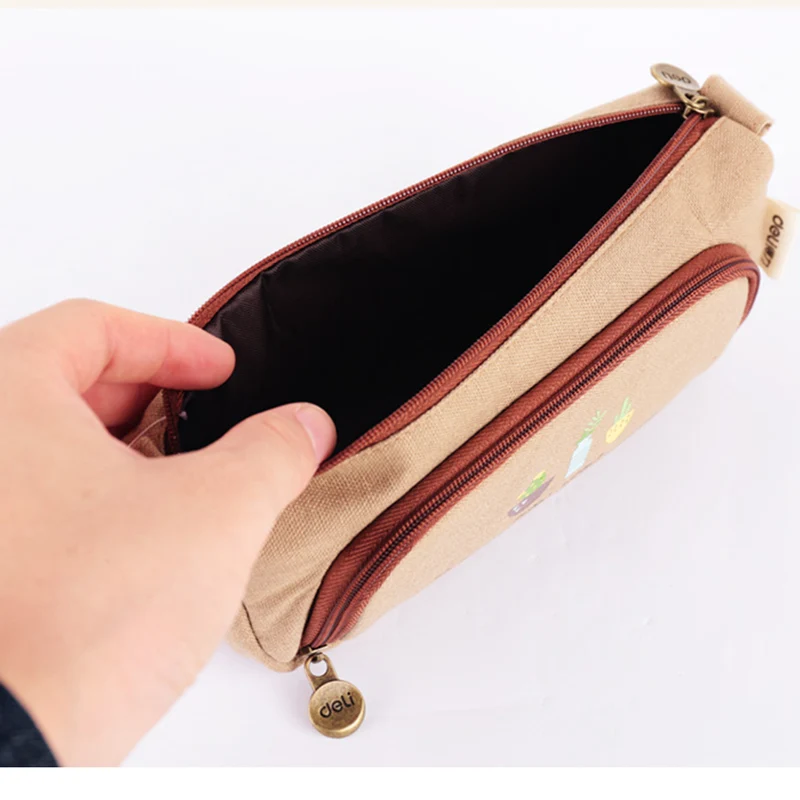 

Large School Pencil case Bag for Girls Boys Canvas Pencil Box 66624 Plant World School Supplies Gift