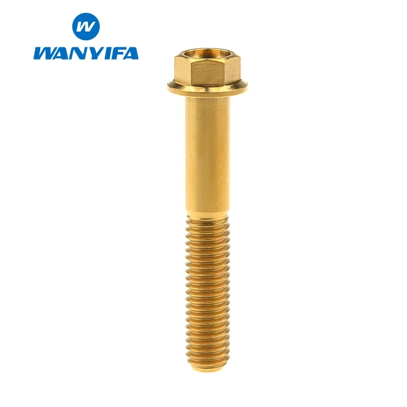 M8x50 Gold Wanyifa M8x15 20 25 30 35, 40 45 50 55 60 65 мм с коротким фланцем Головкой Винт С Титановым болтом для дисковые велосипедные тормозные цвета: золотистый, голубой цвет - Цвет: M8x50 Gold