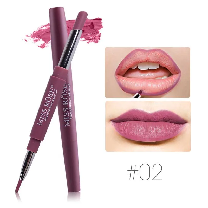 Brand Lip Matte Makeup for Women Long Lasting Pigment Red Nude Liner Double Ended with Miss Rose Lipstick |