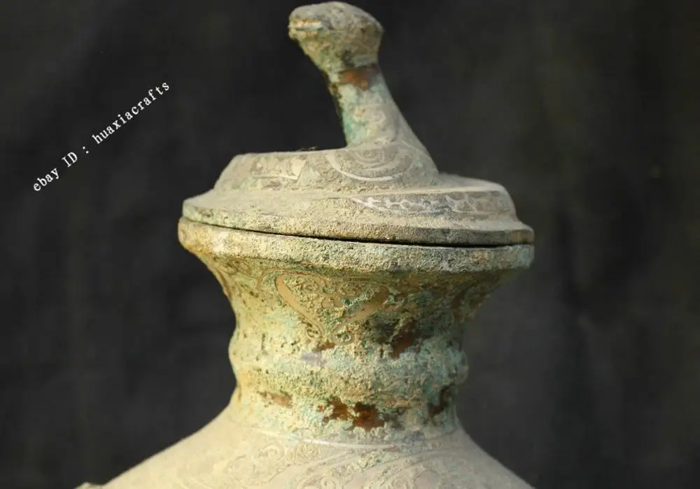 Collect China Bronze Silver Handmade Binaural beast pattern Pots bottle Jar Jug | Дом и сад