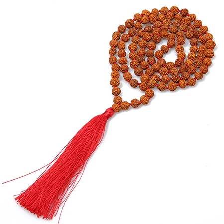 N-B0051-G SHINUSBOHO, классическое ожерелье для мужчин и женщин, бусы из плодов рудракши, завязанные веревкой, Индонезийская прядь, ожерелье для женщин, молитва, кисточка, Длинное колье - Окраска металла: N-B0051-G