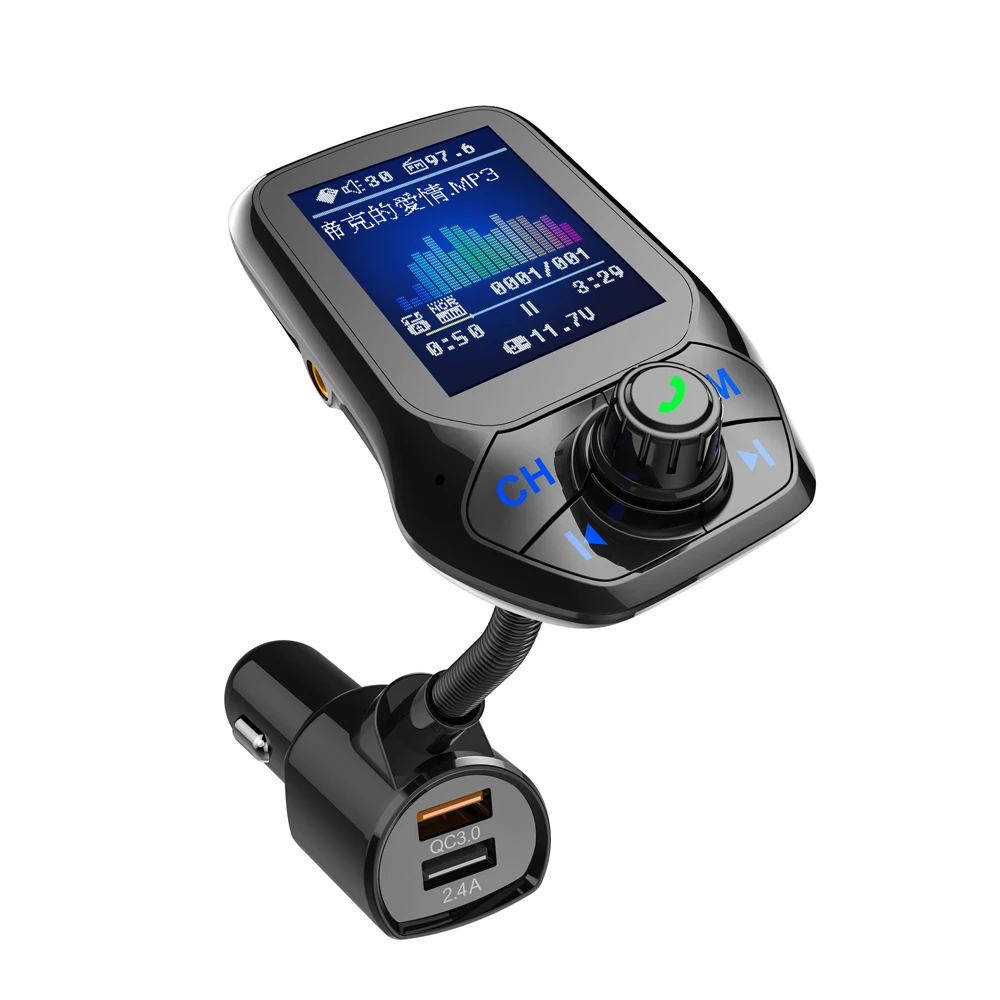 Siparnuo беспроводной Bluetooth fm-передатчик модулятор Hands-free автомобильный комплект 1,8 дюймов цветной экран MP3-плеер с 5 В QC3.0 Dual USB
