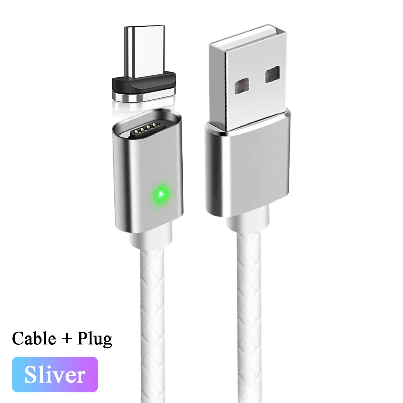 Silver 1 м Магнитный кабель Micro usb type-C кабель для iPhone Android 3A Быстрая зарядка USB C магнитное зарядное устройство для телефона samsung S10 Xiaomi 8 - Тип штекера: Silver