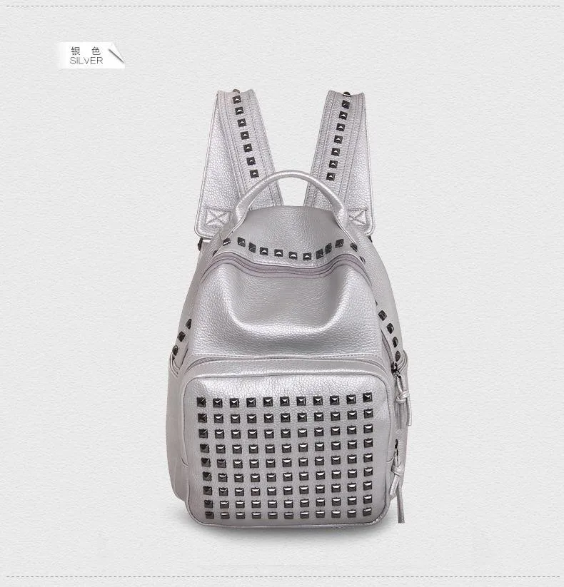 Горячая Распродажа рюкзак с заклепками женская сумка Mochila рюкзак для девочек Большой Вместительный рюкзак Bolsa европейский и американский