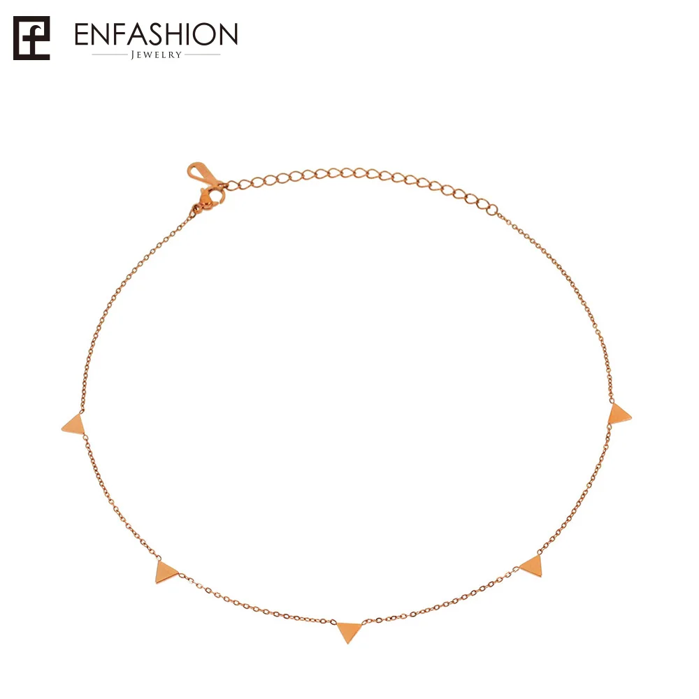 Enfashion ожерелье-чокер с геометрическим треугольником и звездой золотого цвета ожерелье с подвеской из нержавеющей стали женское чокер - Окраска металла: Triangle Rose gold