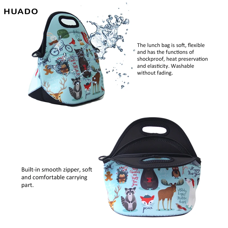 Термосумка на плечо для ланч боксов с 3D принтом животных изолированная сумка еды