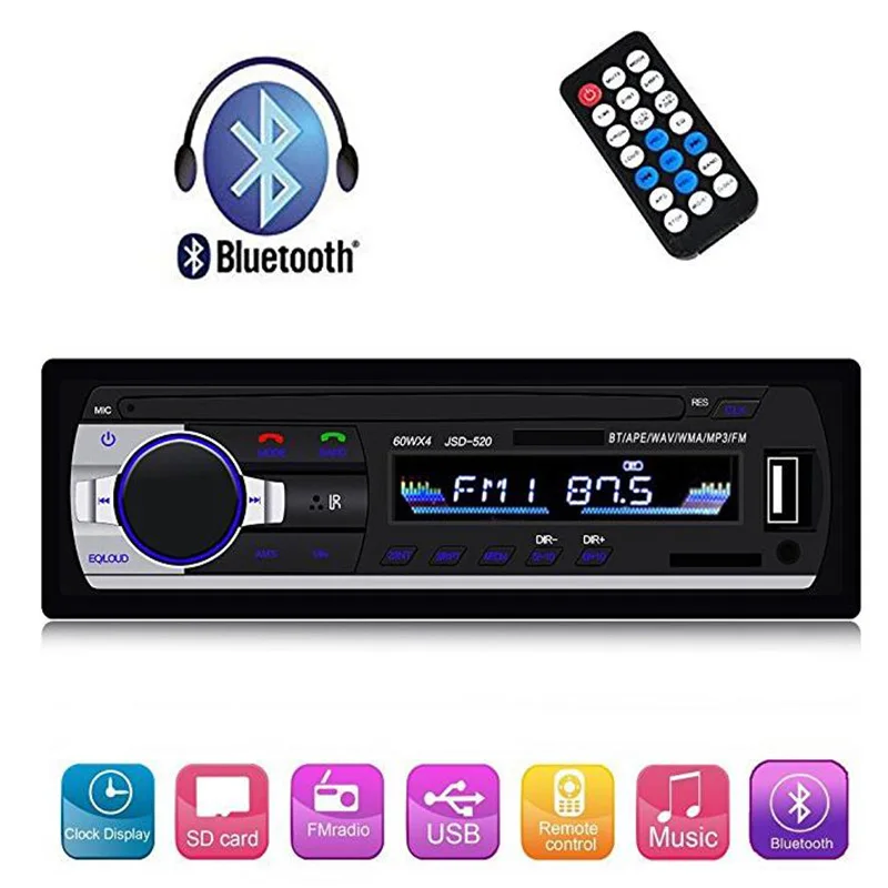 Один Din стерео Reveiver с Bluetooth аудио автомобиля FM радио mp3 плеер USB/SD/AUX беспроводной