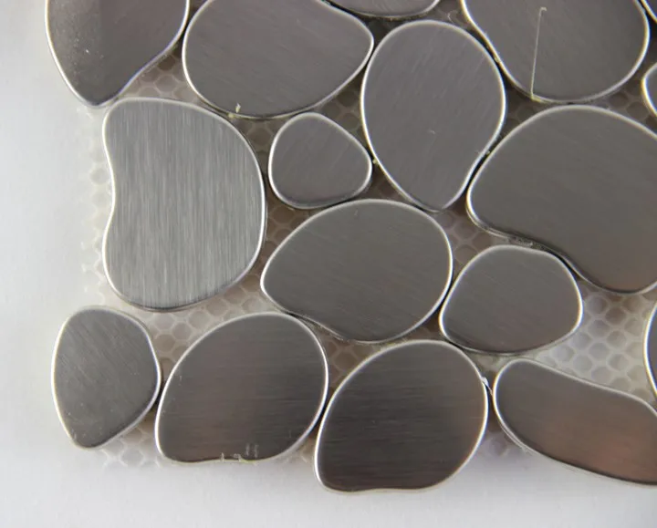 11pcs pebble metal stainless steel mosaic tile kitchen backsplash bathroom wallpaper shower background fireplace decorative |