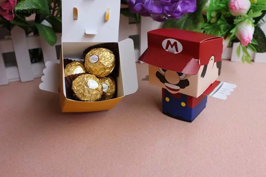30 шт. милый мультфильм Super Marie Bros Принцесса невеста и жених Свадебные сувениры Марио коробка конфет Свадебные подарки