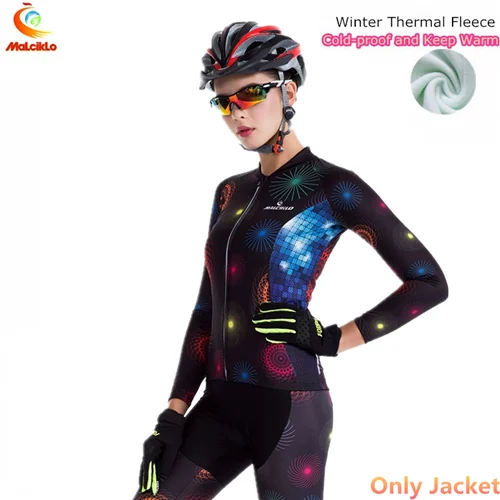Jersey only Malciklo морозостойкая и сохраняющая тепло Женская велосипедная Джерси для горного велосипеда, велосипедная одежда, флисовая велосипедная зимняя куртка - Цвет: Jersey only