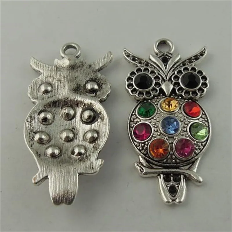 Ожерелье с подвеской в виде совы серебристого цвета 45 х24 мм 8 шт./лот стразы 08438 |