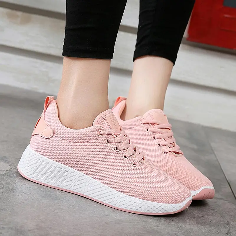 Кроссовки женские сетчатые дышащие Сникерсы плоская подошва на шнуровке удобная