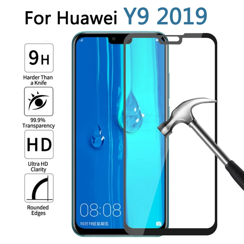 Закаленное стекло с полным покрытием для Huawei y9 2019 протектор экрана huawei y 9 JKM LX1 LX2 LX3
