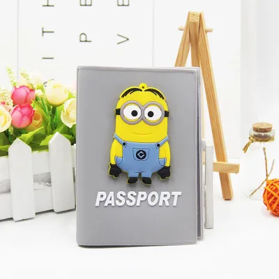Grey Passport Cover CAJIFUCO, Обложка для паспорта, мультяшная, ПВХ, карамельный цвет, держатель для паспорта, для женщин и мужчин, чехол для паспорта, силиконовый, держатель для карт - Цвет: Grey Passport Cover