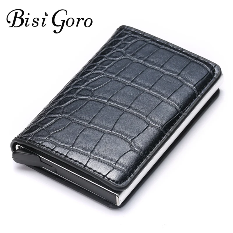 BISI GORO RFID кошельки для кредитных карт, блокировка, высокое качество, тонкая алюминиевая коробка, держатели для карт, твердый цветной мини кошелек, Прямая поставка