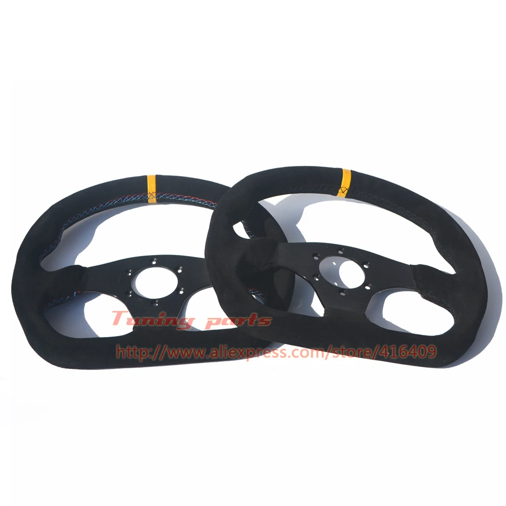 Желтая полоса рулевого колеса автомобиля D форма плоское дно гоночный руль