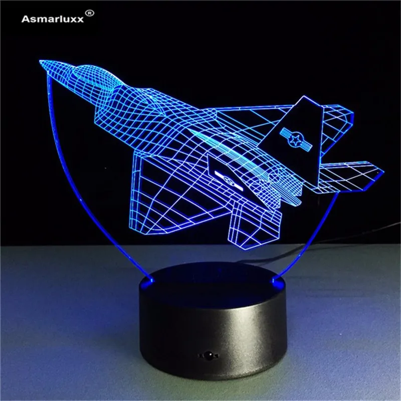 Ночник 3D для самолета настольная лампа боевого разные цвета Военный реактивный