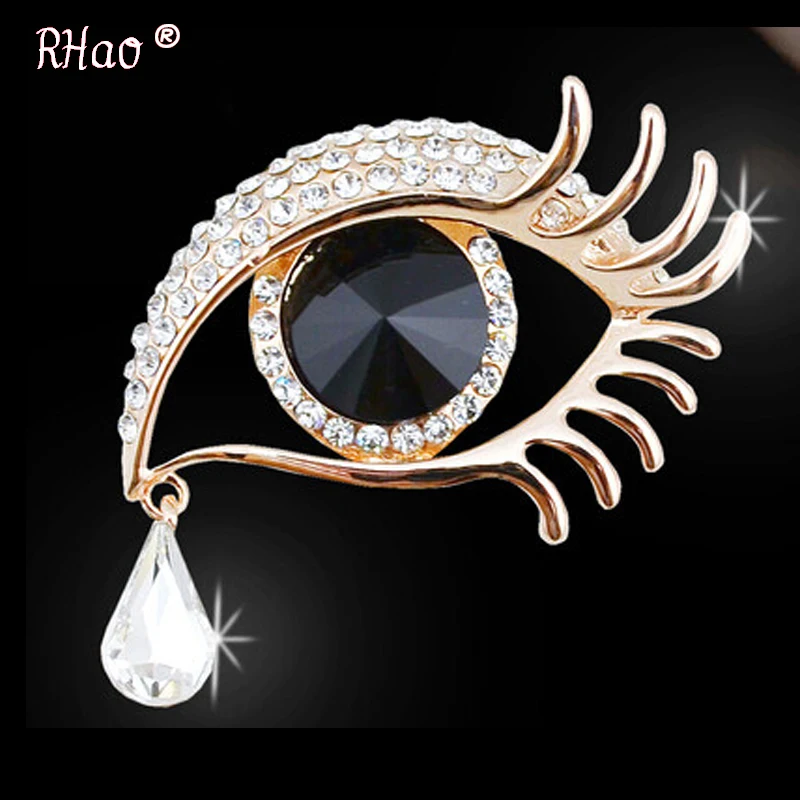 Women Scarf Clips brooches jewelry Silver-color Big Eye tears Crystal for women wedding party clothes brooch pins | Украшения и