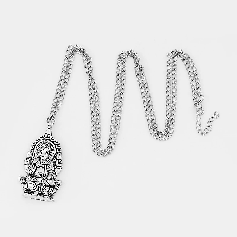 1 шт. тибетское серебряное слон Ганеш фотоподвеска ожерелье с длинной