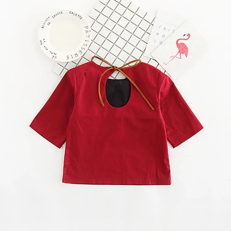 2017 новая летняя блузка для девочек детская одежда хлопковые топы с большим