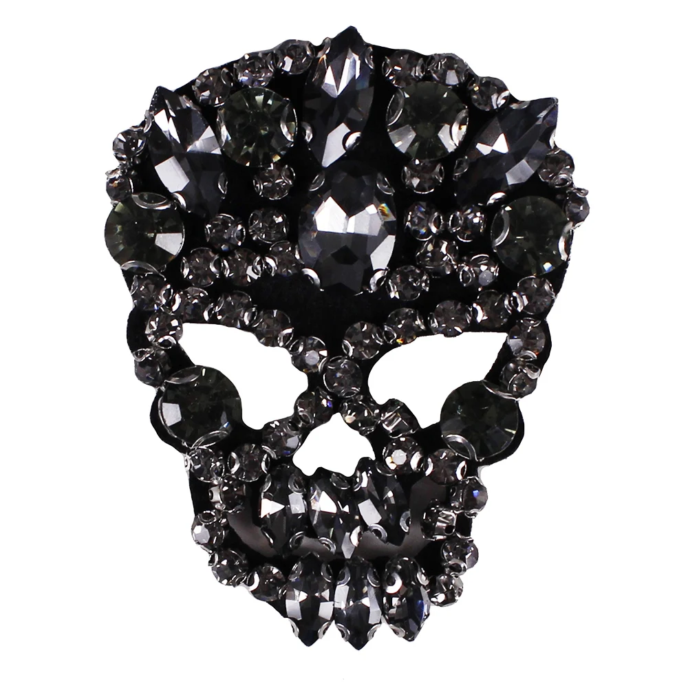 

10 шт., бусины, серый стразы, Череп, дизайнерские нашивки, аппликация, значок, рукоделие, искусственное шитье, для ювелирных изделий, брошь TH622