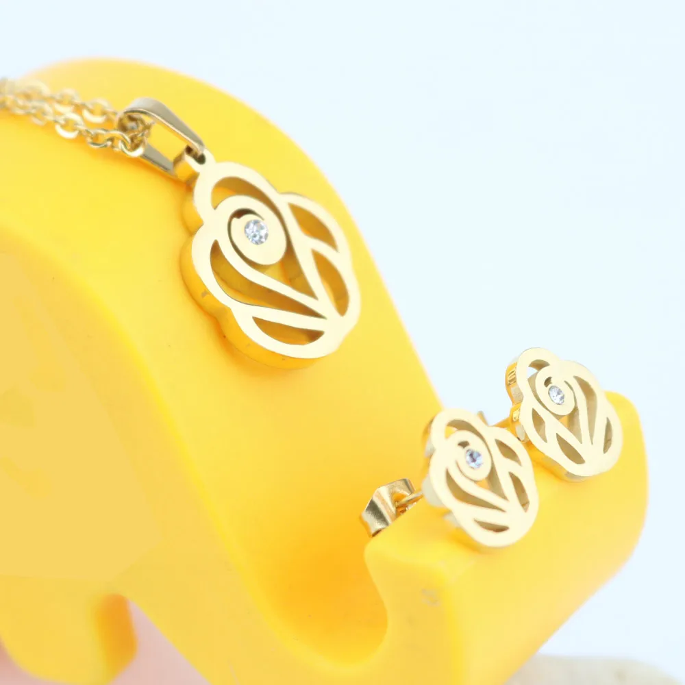 Fulaijewelry Ювелирные наборы палку Камень Золото Цвет Нержавеющая сталь высокое
