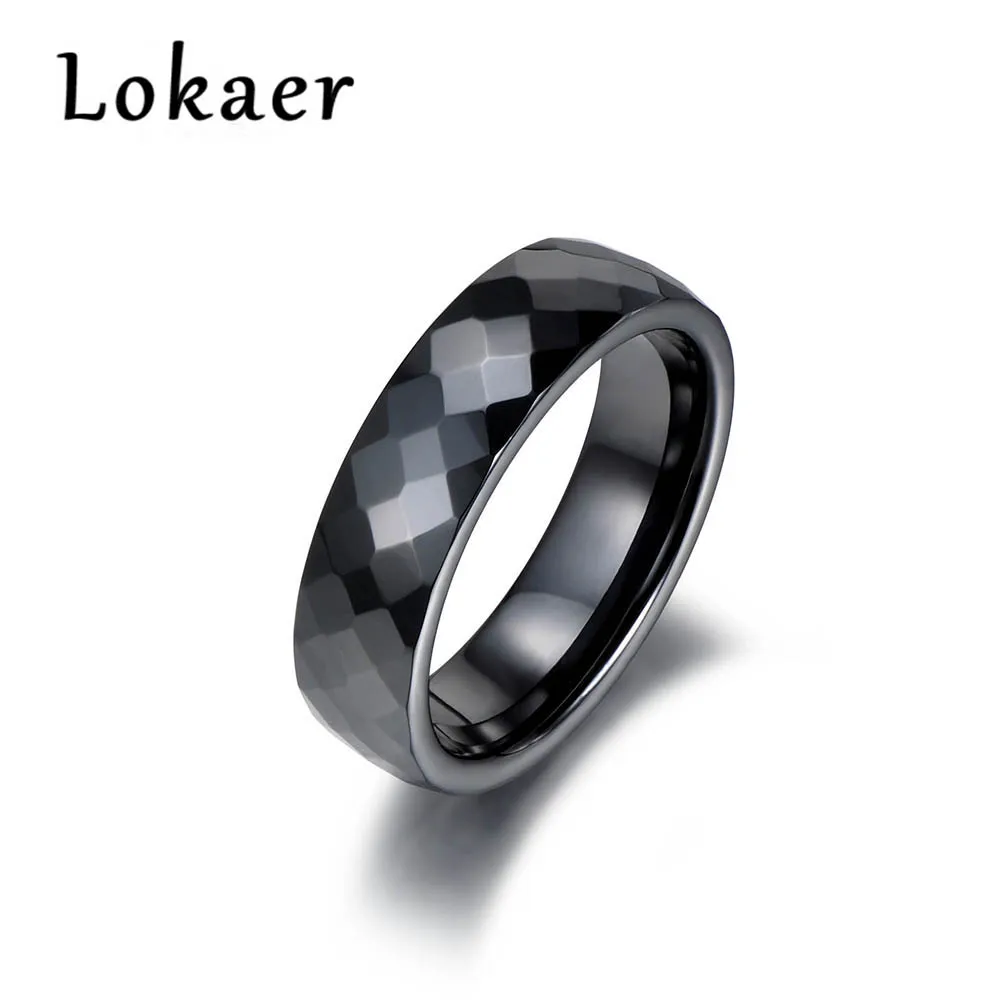 Lokaer, трендовые черные и белые режущие керамические кольца, ювелирные изделия, Классические обручальные кольца для женщин, Anneaux Anillos R180140266 - Цвет основного камня: Черный