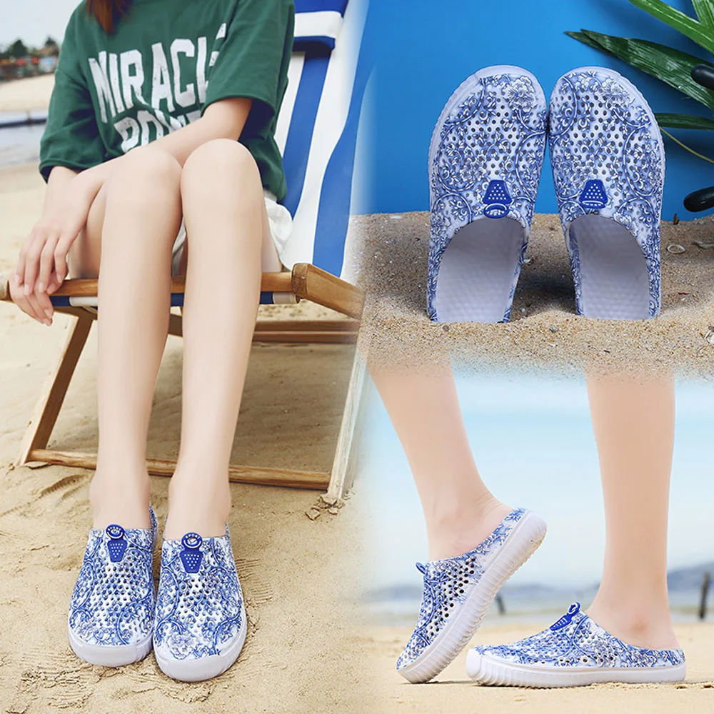 Женские летние сандалии с вырезами дышащие шлепанцы Повседневная пляжная обувь