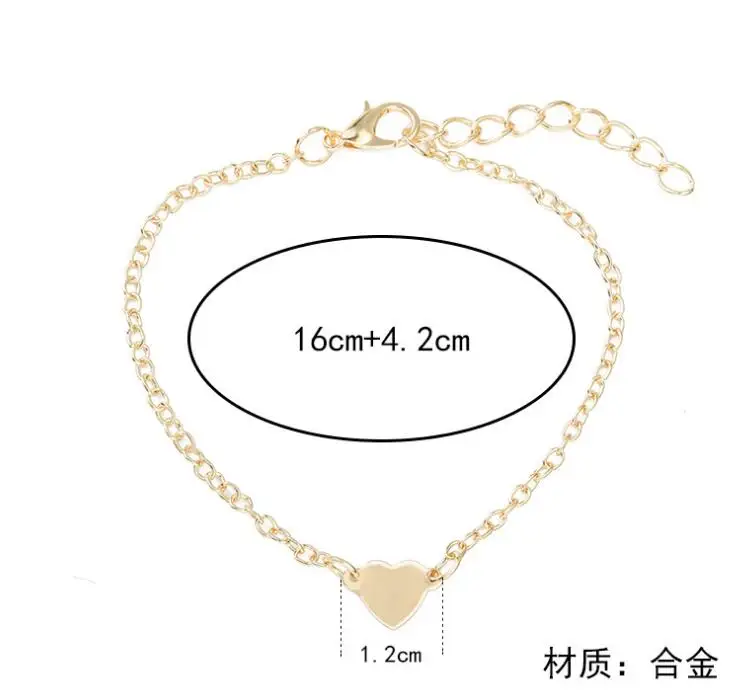 On Sale Promotion Dainty Minimalist Heart Alloy Bracelet Women hand chain Bijoux Jewelry Gift B3007 | Украшения и аксессуары
