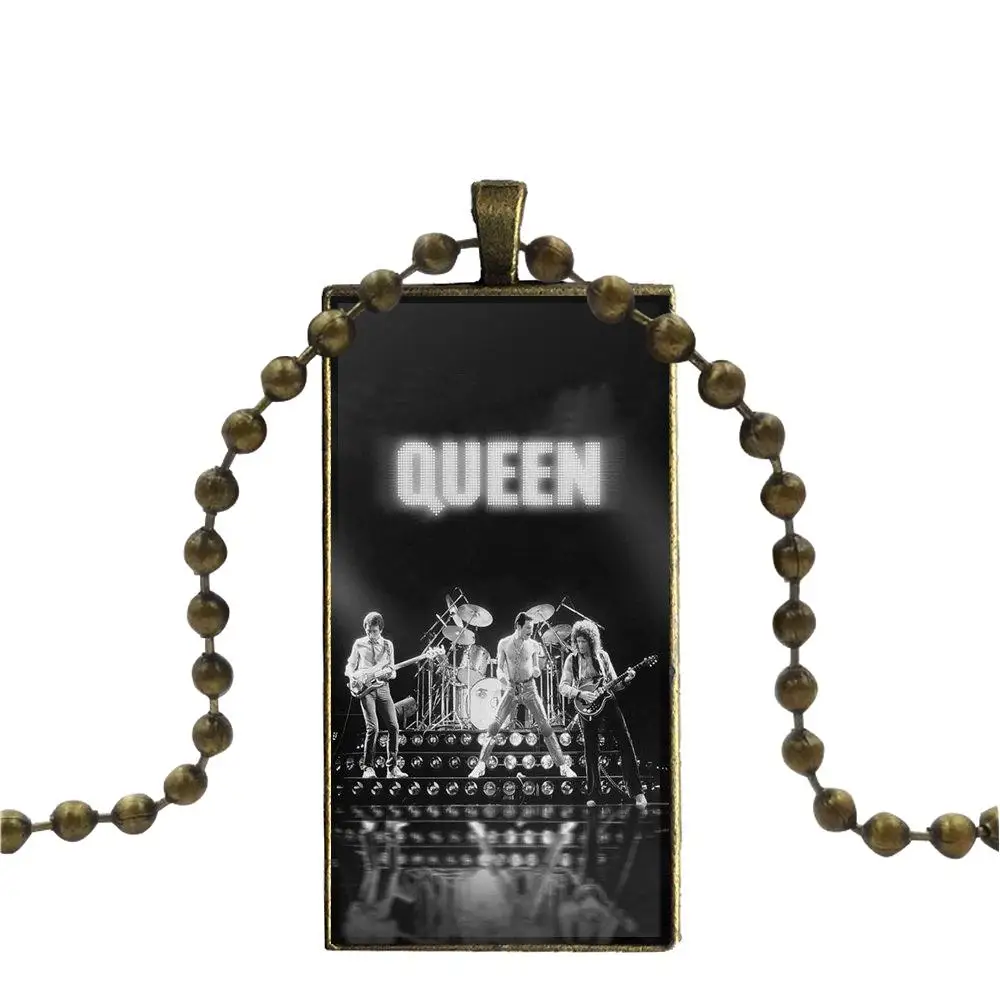 as picture Меркьюри группа queen для девочек заявление Макси Стекло колье с кабошоном кулон прямоугольное Ожерелье Бронза Цвет ювелирные изделия - Окраска металла: as picture
