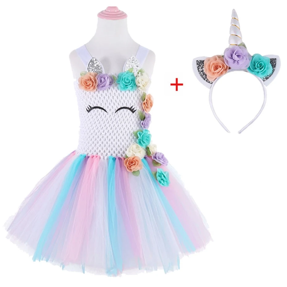 Rainbow Unicorn Dress Girl Tutu Little Princess Baby Party Costume Outfit Robe Fille Vestidos | Детская одежда и обувь