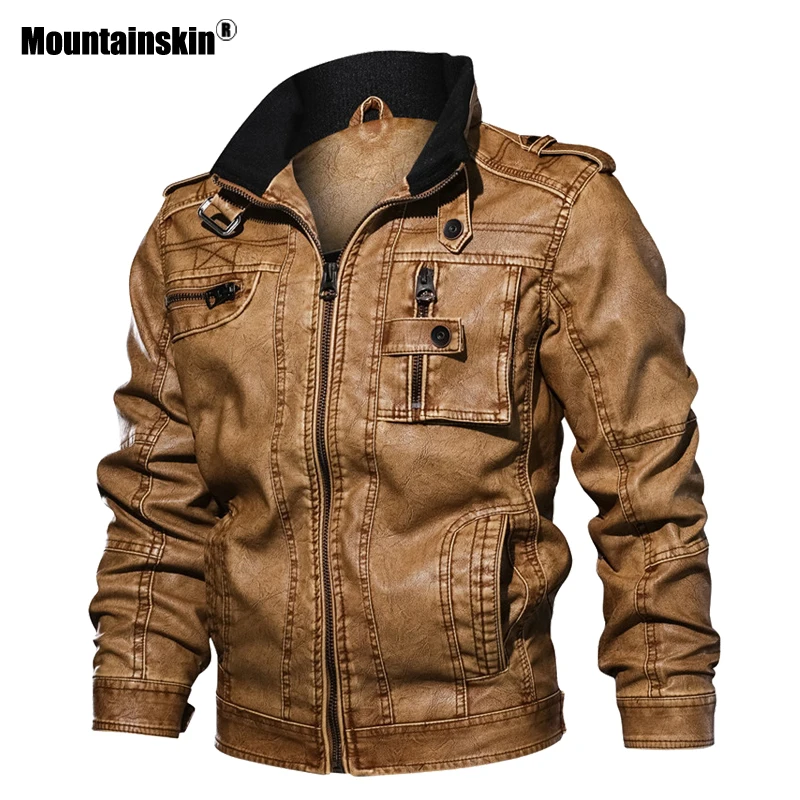 Куртка Mountainskin мужская из искусственной кожи приталенный силуэт мотоциклетная