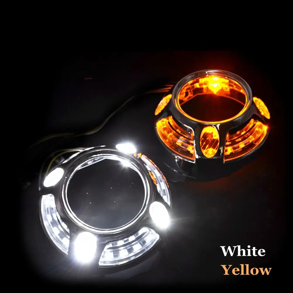 2 шт. led Ангельские Глазки с кожухами 3,0 дюймов hid проектор Объектив маска День бег DRL автомобиль би ксенон светодиодные фонари изменить