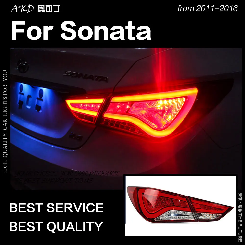 AKD автомобильный Стайлинг для hyundai Sonata задние фонари 2011- Sonata YF светодиодный задний фонарь DRL сигнал тормоза заднего хода авто аксессуары
