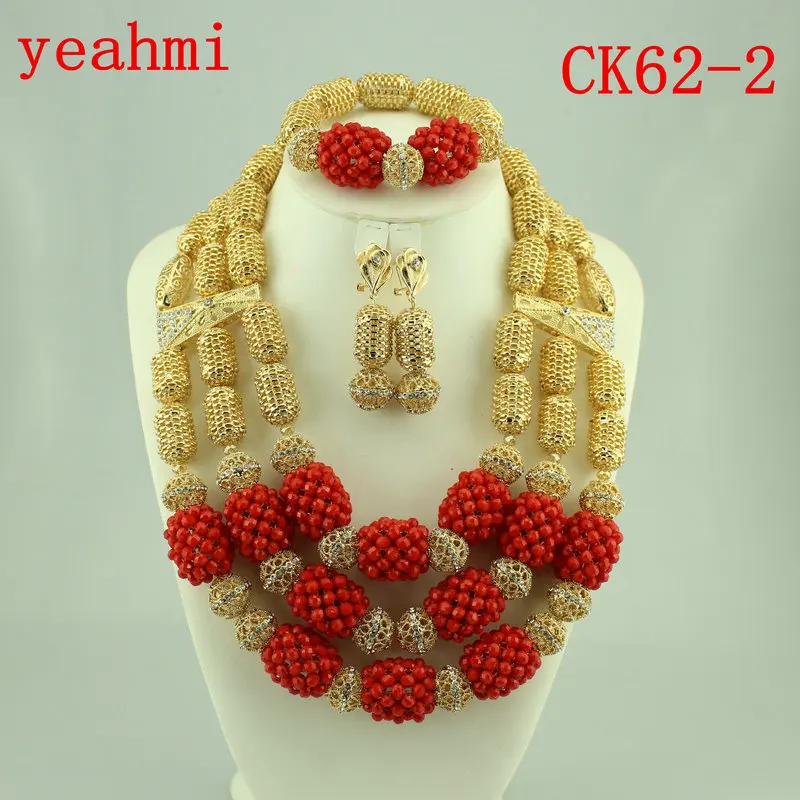 Очаровательный нигерийский Свадебный вечерний комплект с африканскими бусинами