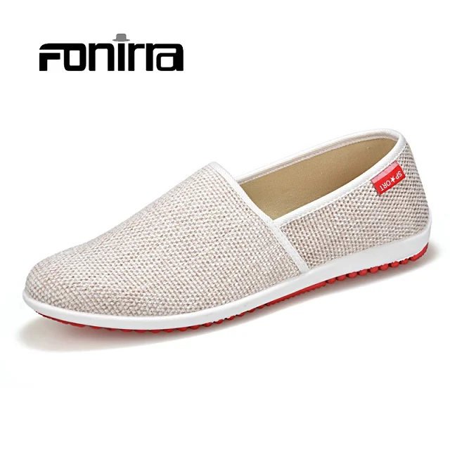 White FONIRRA/мужская повседневная обувь; коллекция года; летние дышащие мужские туфли из пеньки; выразительные мягкие повседневные Модные мужские лоферы на плоской подошве; 184 - Цвет: White