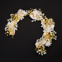 getnoivas colorful rose flower headband pearl rhinestone wreath bridal floral hairband bride wedding women hair accessory sl