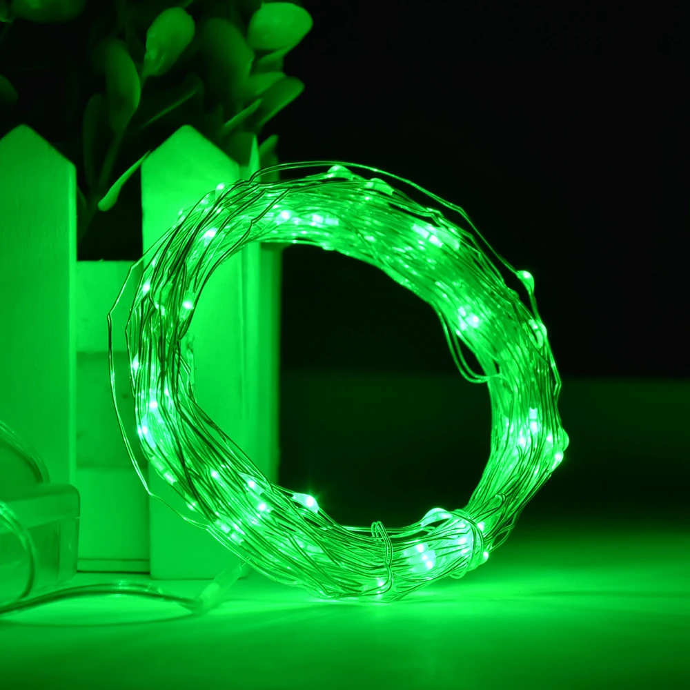 3AA на батарейках 10 м 100 led LED Серебряный Цветной Медный провод сказочные гирлянды