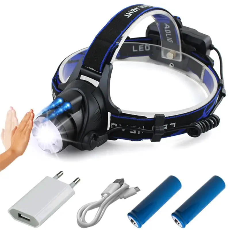 Белый желтый светодиодный светильник с ИК датчиком налобный фонарь xm l2