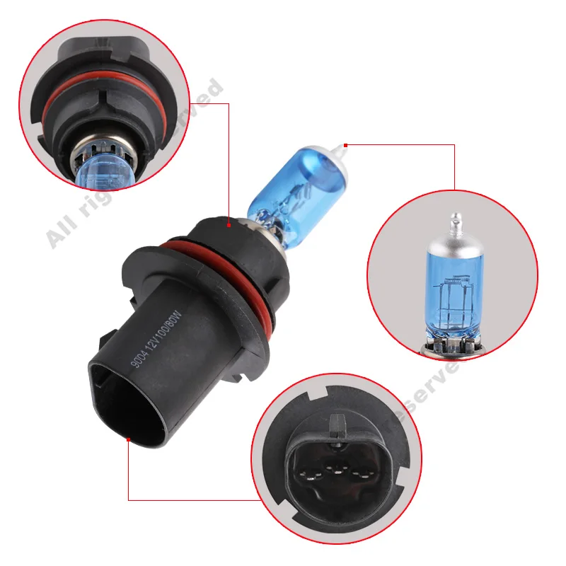 TOAUTO 2 шт. фар автомобиля лампа HB1 9004 100 W 12 V Галогенные лампы Hi/Lo луча 5000 K белый супер яркий Авто налобный фонарь