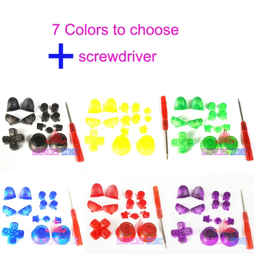 Сменные кнопки для контроллера Dualshock 4 прозрачные красные зеленые синие