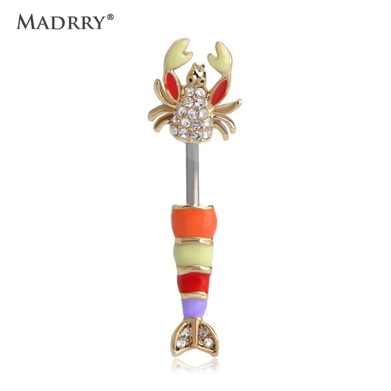 

Madrry Colorful Scorpion Navel Bell Button Rings Gold Color Enamel Crystal Insect Piercing Ombligo Women Bikini Body Jewelry