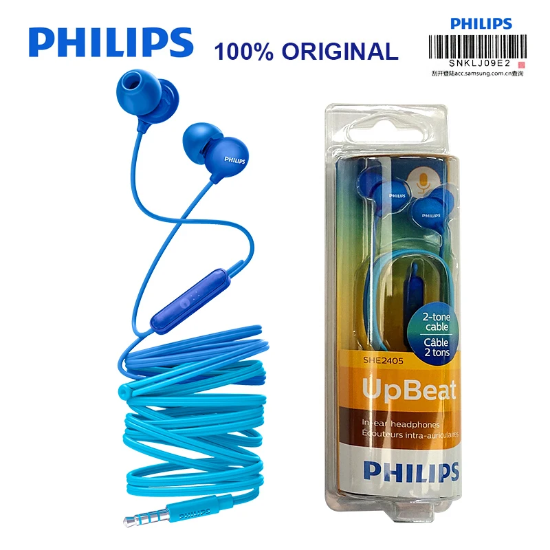 Philips SHE2405 проводные наушники вкладыши 3 5 мм с микрофоном Super Bass для mp3 плеера Xiaomi