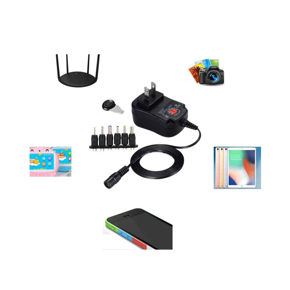 12 Вт стандарт США Универсальный AC/DC адаптер питания 6 прямой штекер 3 в 4 5 7 9v12v