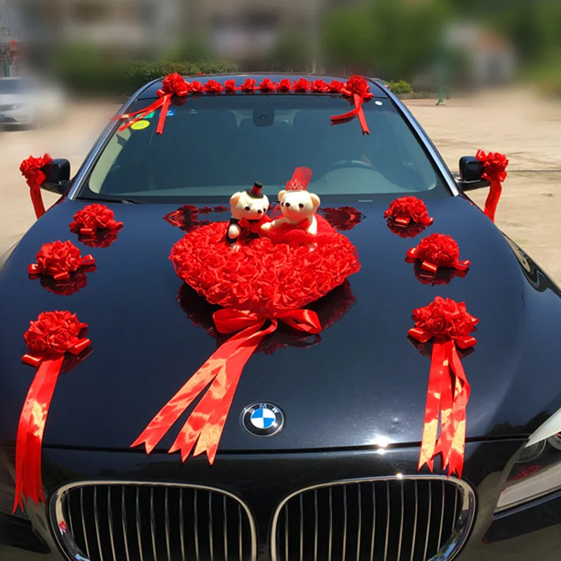 Свадебный автомобиль украшения Искусственные цветы Свадебные Декоративные цветы Пена розы шелк украшение