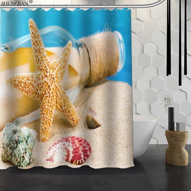 Новые пляжные раковины на заказ занавески для душа водонепроницаемая ткань