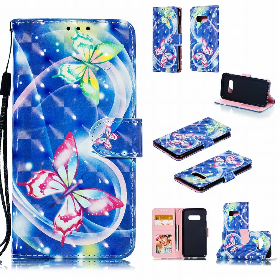 Капа отделение для карт, в которое можно Чехлы samsung A5 A6 A6S A8 A9 звезда S10E S10 S9 J6 плюс J4 Core J2 Pro J260 Note9 бабочки D02Z