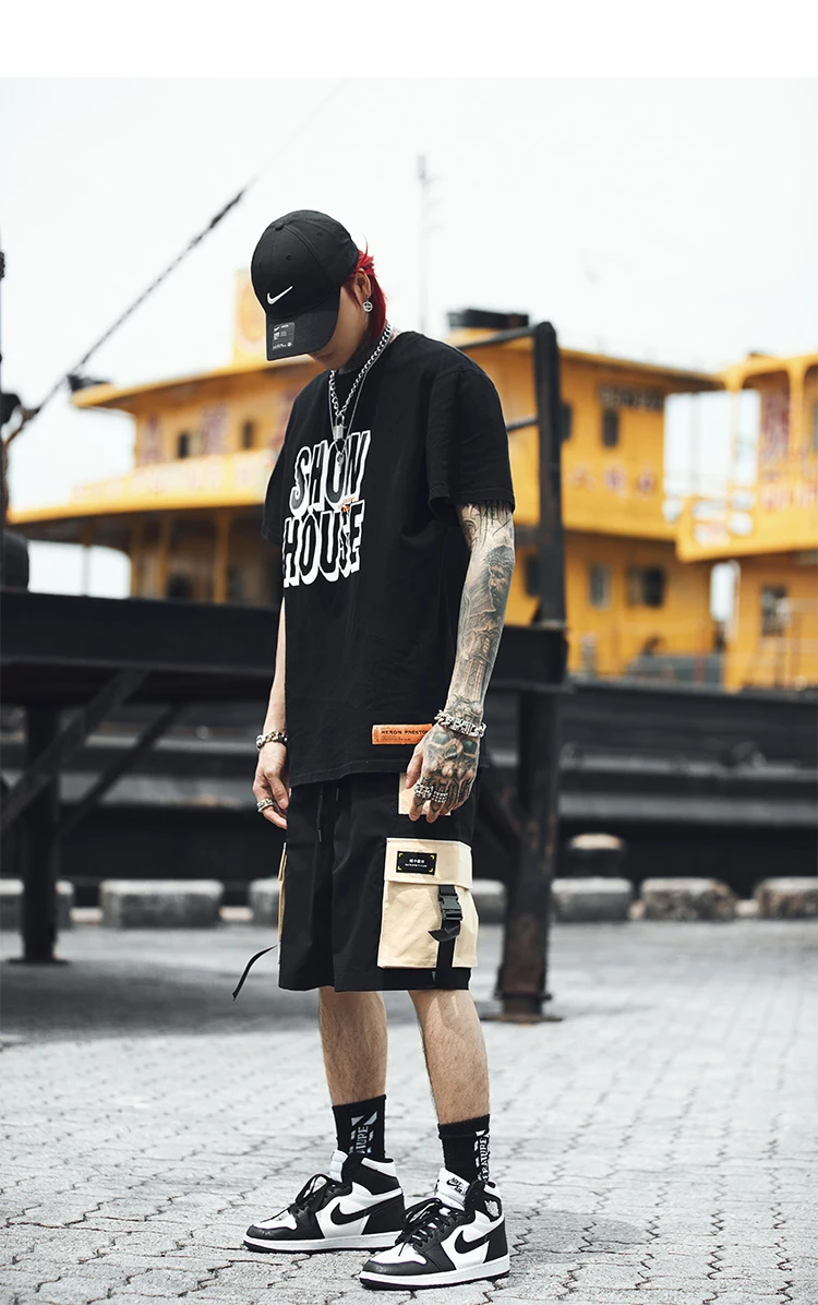 LAPPSTER мужские уличные цветные шорты Карго летние шорты в стиле хип-хоп мужские спортивные шорты из полиэстера шорты цвета хаки с ремнем