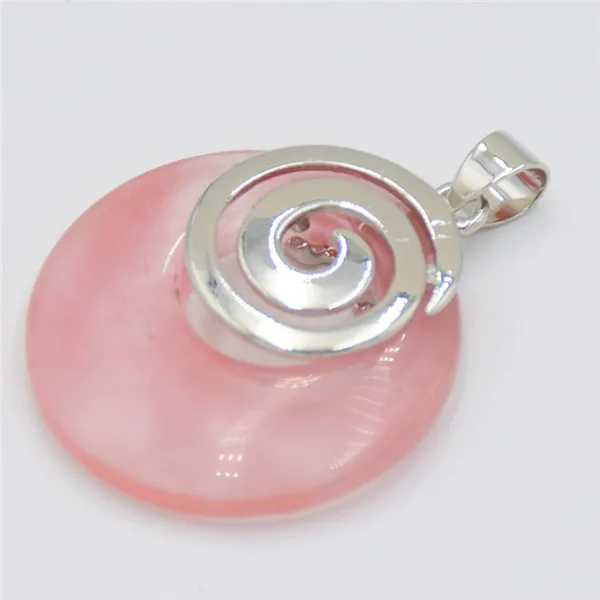 Watermelon Crystal Натуральный камень тигровый глаз Подвески для ожерелья круглый полый спиральный фиолетовый розовый кристалл содалит авантюрин опал рейки ювелирные изделия - Окраска металла: Watermelon Crystal