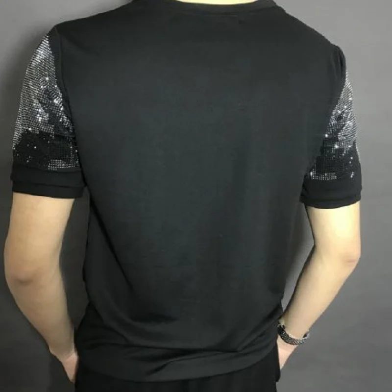 Мужской тигр горный хрусталь бисер fanshion bling толстовки/шоу/клуб/Топ/короткий рукав